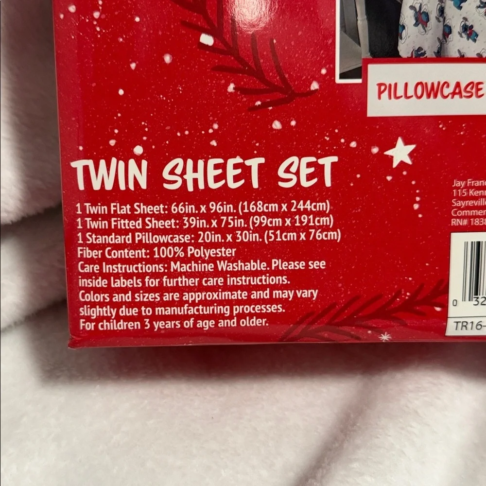 Disney Stitch Twin Sheet Set - White and Red